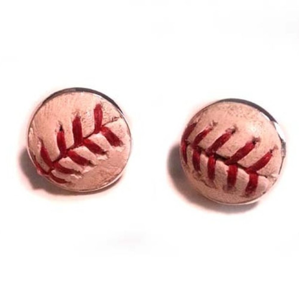 Baseball Stud Earrings Made From a Real Baseball